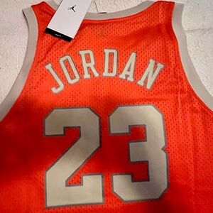 Jordan Orange Mesh Athletic Tank with Gray Trim